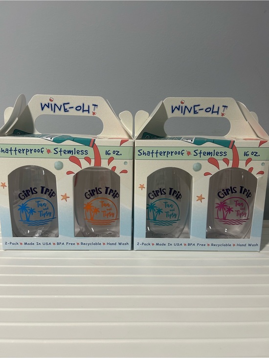 Other - NEW “Girls Trip Tan and Tipsy” Stemless Plastic Wine Glasses